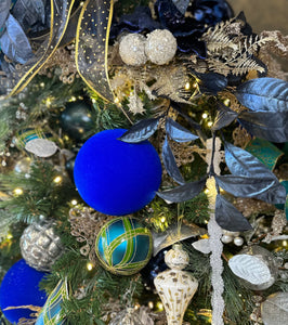 Blue Flocked Ball Ornament