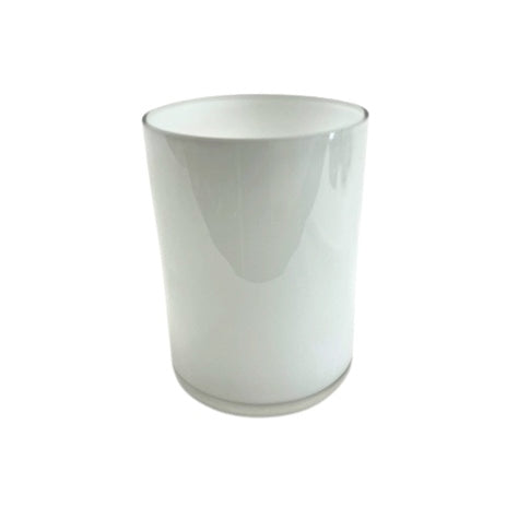 White Glass Cylinder Vase - Medium