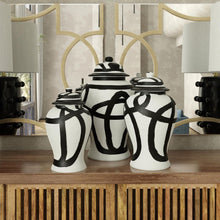 Load image into Gallery viewer, Black &amp; White Ceramic Ginger Jar
