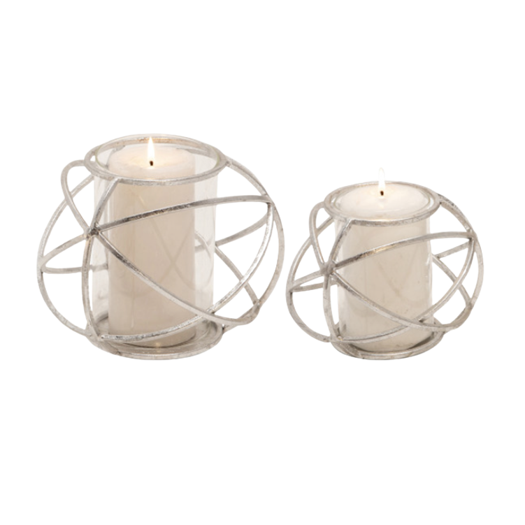 Silver Orb Candle Holders