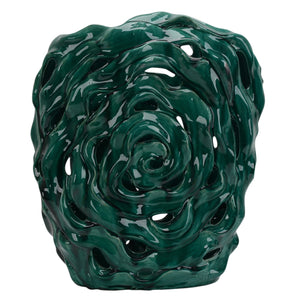 Abstract Teal Floral Vase