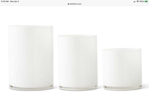 White Glass Cylinder Vase - Small